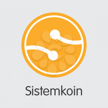 Exchange - Sistemkoin. The Crypto Coins or Cryptocurrency Logo. Market Emblem, Coins ICOs and Tokens Icon.