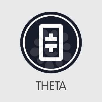 THETA - Theta. The Trade Logo or Emblem of Cryptocurrency, Market Emblem, ICOs Coins and Tokens Icon.