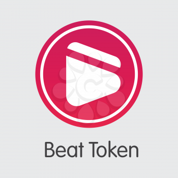 Beat Token Blockchain Based Secure Cryptocurrency. Isolated on Grey BEAT Vector Web Icon.