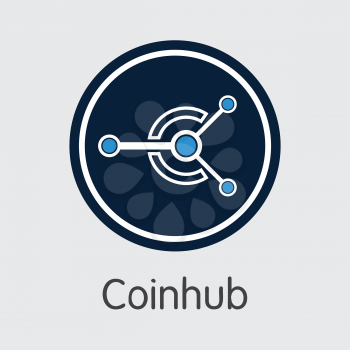 Exchange - Coinhub. The Crypto Coins or Cryptocurrency Logo. Market Emblem, Coins ICOs and Tokens Icon.