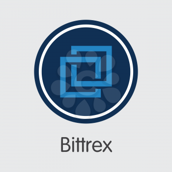 Exchange - Bittrex. The Crypto Coins or Cryptocurrency Logo. Market Emblem, Coins ICOs and Tokens Icon.
