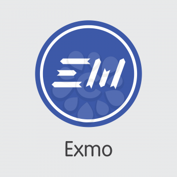 Exchange - Exmo. The Crypto Coins or Cryptocurrency Logo. Market Emblem, Coins ICOs and Tokens Icon.