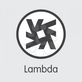 LAMB - Lambda. The Trade Logo or Emblem of Virtual Momey, Market Emblem, ICOs Coins and Tokens Icon.