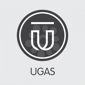 UGAS - Ugas. The Logo or Emblem of Virtual Momey, Market Emblem, ICOs Coins and Tokens Icon.