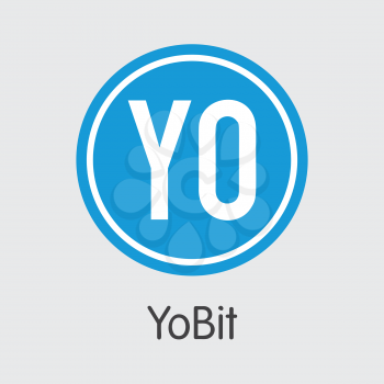 Exchange - Yobit Copy. The Crypto Coins or Cryptocurrency Logo. Market Emblem, Coins ICOs and Tokens Icon.