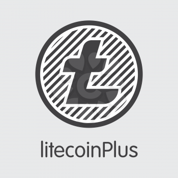Litecoinplus. Digital Currency. LCP Pictogram Isolated on Grey Background. Stock Vector Coin Illustration.