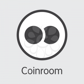 Exchange - Coinroom. The Crypto Coins or Cryptocurrency Logo. Market Emblem, Coins ICOs and Tokens Icon.