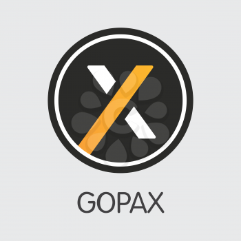 Exchange - Gopax. The Crypto Coins or Cryptocurrency Logo. Market Emblem, Coins ICOs and Tokens Icon.