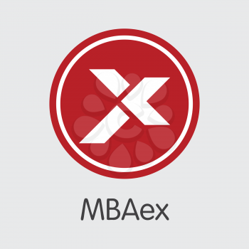 Exchange - Mbaex. The Crypto Coins or Cryptocurrency Logo. Market Emblem, Coins ICOs and Tokens Icon.