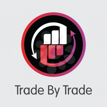Exchange - Trade By Trade Copy. The Crypto Coins or Cryptocurrency Logo. Market Emblem, Coins ICOs and Tokens Icon.