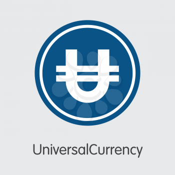 Universalcurrency. Blockchain Cryptocurrency. UNIT Coin Illustration Isolated on Grey Background. Stock Vector Coin Illustration.