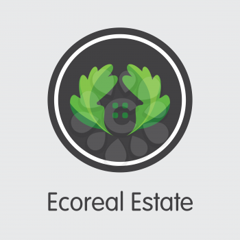 ECOREAL - Ecoreal Estate. The Trade Logo or Emblem of Money, Market Emblem, ICOs Coins and Tokens Icon.