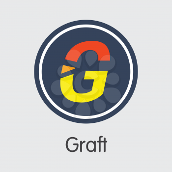 Graft GRFT . - Vector Icon of Blockchain Cryptocurrency. 