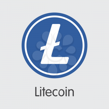 LTC - Litecoin. The Trade Logo or Emblem of Crypto Currency, Market Emblem, ICOs Coins and Tokens Icon.