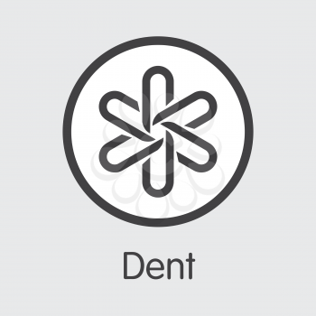 DENT - Dent. The Market Logo or Emblem of Virtual Momey, Market Emblem, ICOs Coins and Tokens Icon.