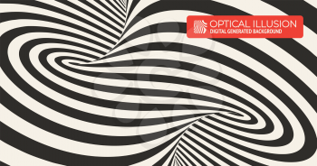 Black and White Stripes Projection on Torus. Vector Illustration Horizontal Background.