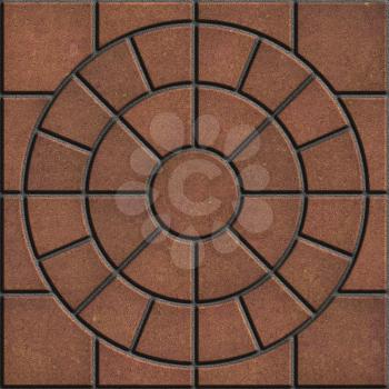 Concrete Brown Pavement Laid as Circle. Seamless Tileable Texture.
