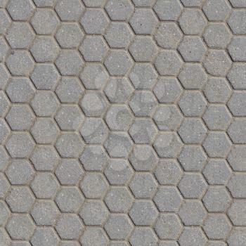 Grey Pavement with Honeycombs. Seamless Tileable Texture.