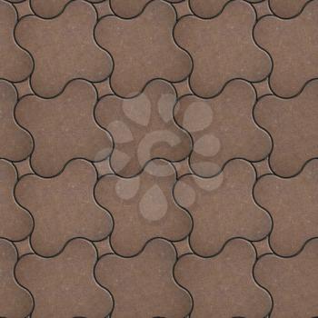 Brown Brick Pavers Cross with Rounded Corners. Seamless Tileable Texture.