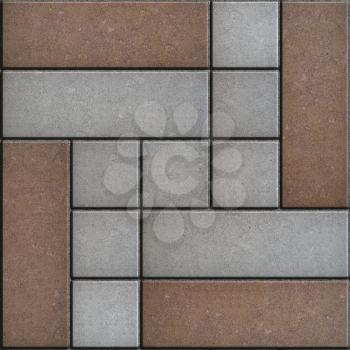 Brown - Gray Pavement Consisting of Rectangles and Squares. Seamless Tileable Texture.