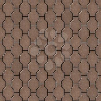 Brown Decorative Wavy Paving Slabs. Seamless Tileable Texture.