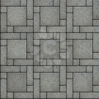 Gray Paving Slabs in the form of big Square with Small Quadrate Corners and Rectangles. Seamless Tileable Texture.