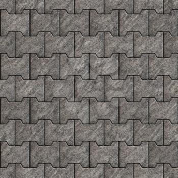 Seamless Tileable Texture of Gray Figured Pavement with Rough Ribbed Surface. 