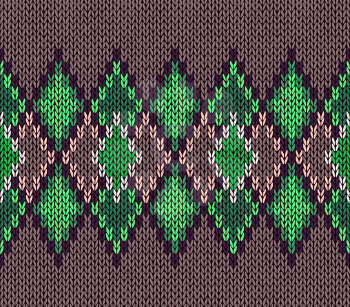 Style seamless green color knitted ornament pattern