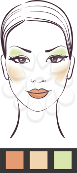 Beauty girl face with makeup vector illustration 