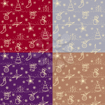 Christmas seamless vector background set of four options