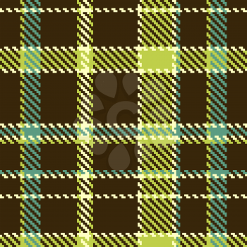 Seamless checkered green brown vector pattern 