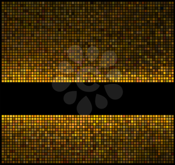 Multicolor abstract lights gold disco background. Square pixel mosaic vector