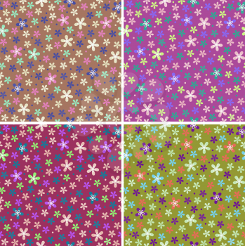 flower seamless color pattern vector set