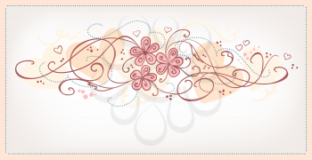 Cute pink flowers vintage background 