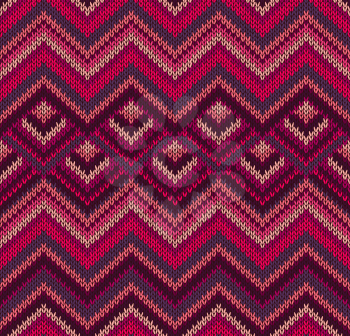 Beautiful Knitted Fabric Pattern, Red Pink Knit Style Seamless Vintage Texture