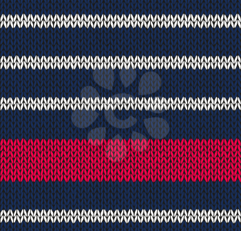 Style Seamless Marine Blue White Red Color Knitted Vector Pattern