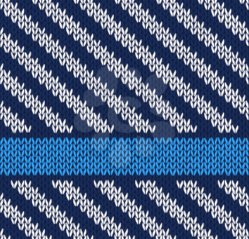 Style Seamless Marine Blue White Color Knitted Vector Pattern