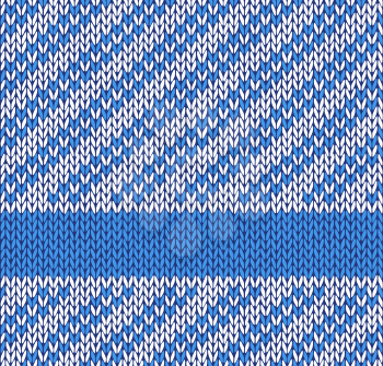 Style Seamless Blue White Color Knitted Vector Pattern