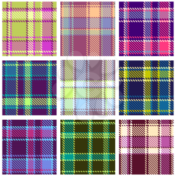 Set of Seamless Checkered Vector Plaid Pattern 