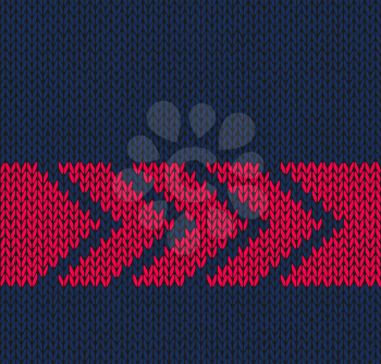 Style Seamless Blue with Red Arrow Color Knitted Vector Pattern