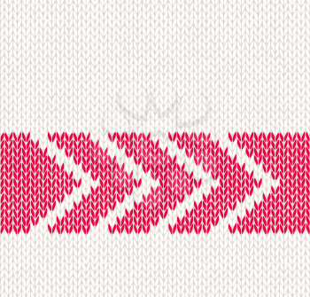 Style Seamless White with Red Arrow Color Knitted Vector Pattern