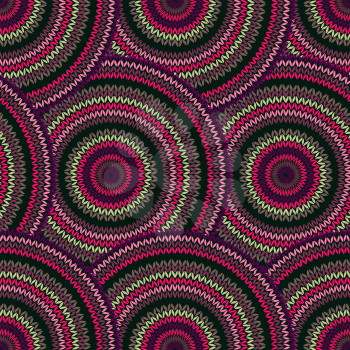 Seamless Multicolor Ethnic Geometric Knitted Pattern. Style Circle Background 