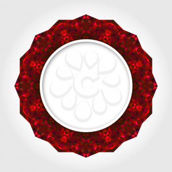 Abstract White Round Frame with Red Digital Border