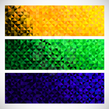 Vector Geometric Banner. Brazil flag Color Background. Abstract Light Brilliant Bright Sparkle Backdrop