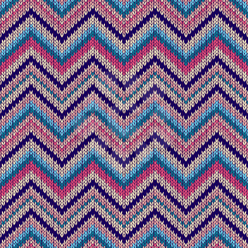 Retro Colorful Style Seamless Knitted Pattern. Beautiful Red Blue Yellow Pink Color Knit Texture