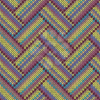 Seamless knitted pattern. Multicolored repeating tribal template
