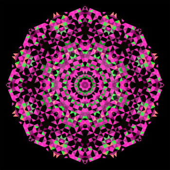 Abstract Flower. Creative Colorful style vector wheel. Pink Green Black Dominant Color