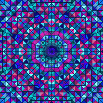 Abstract Colorful Digital Decorative Flower. Geometric Contrast Line Star and Blue Pink Cyan Color Artistic Backdrop