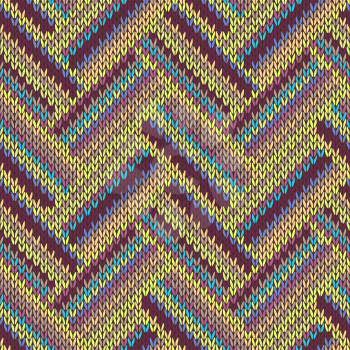 Seamless knitted pattern. Multicolored repeating tribal template