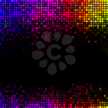 Multicolor abstract lights disco background. Square pixel mosaic vector 